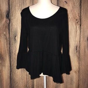 JUSTIFY BLACK BOHO CHIC LONG SLEEVE BLOUSE